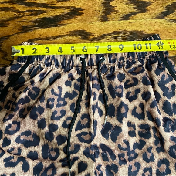 Leopard Print Drawstring Track Shorts - Picture 4 of 5